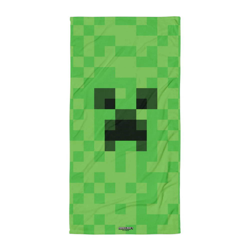 Minecraft Creeper Big Face Beach Towel