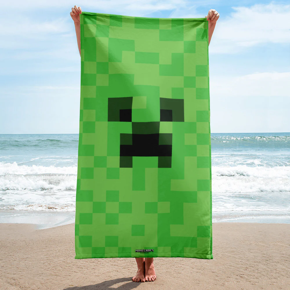 Minecraft Creeper Big Face Beach Towel - Image 2