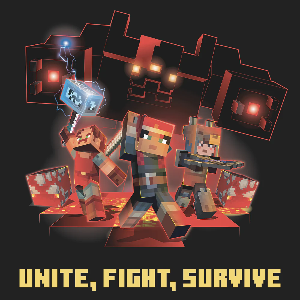 Minecraft Dungeons Unite, Fight, Survive Adult Short Sleeve T-shirt - Image 2