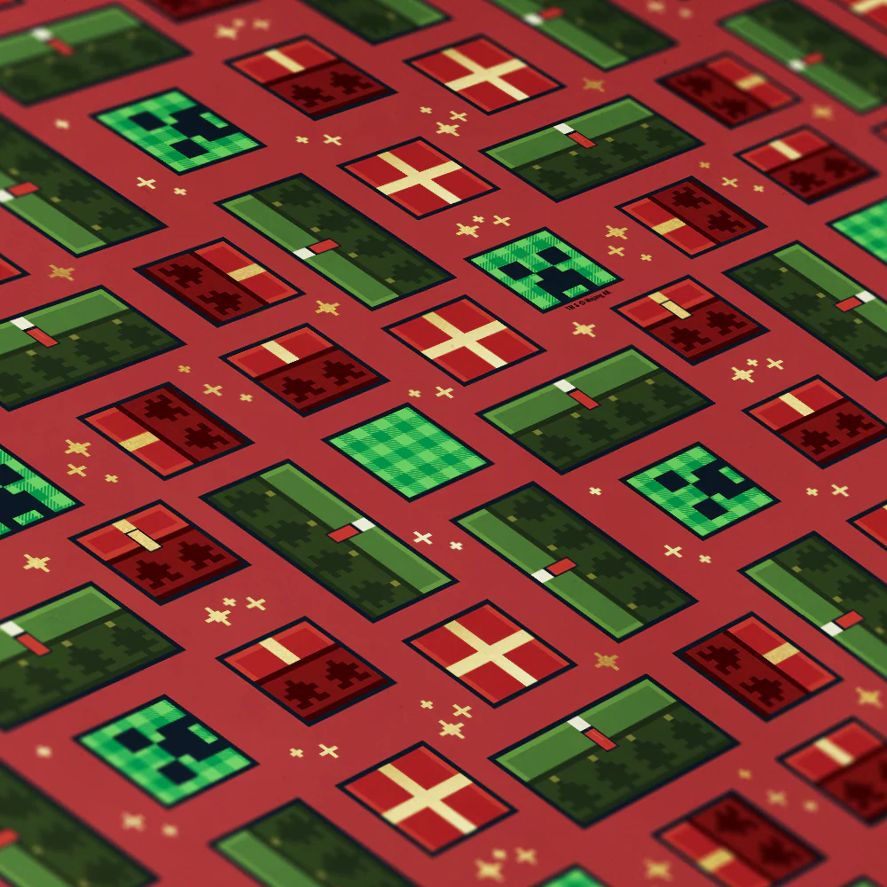 Minecraft Holiday Boxes Pattern Gift Wrap - Image 2