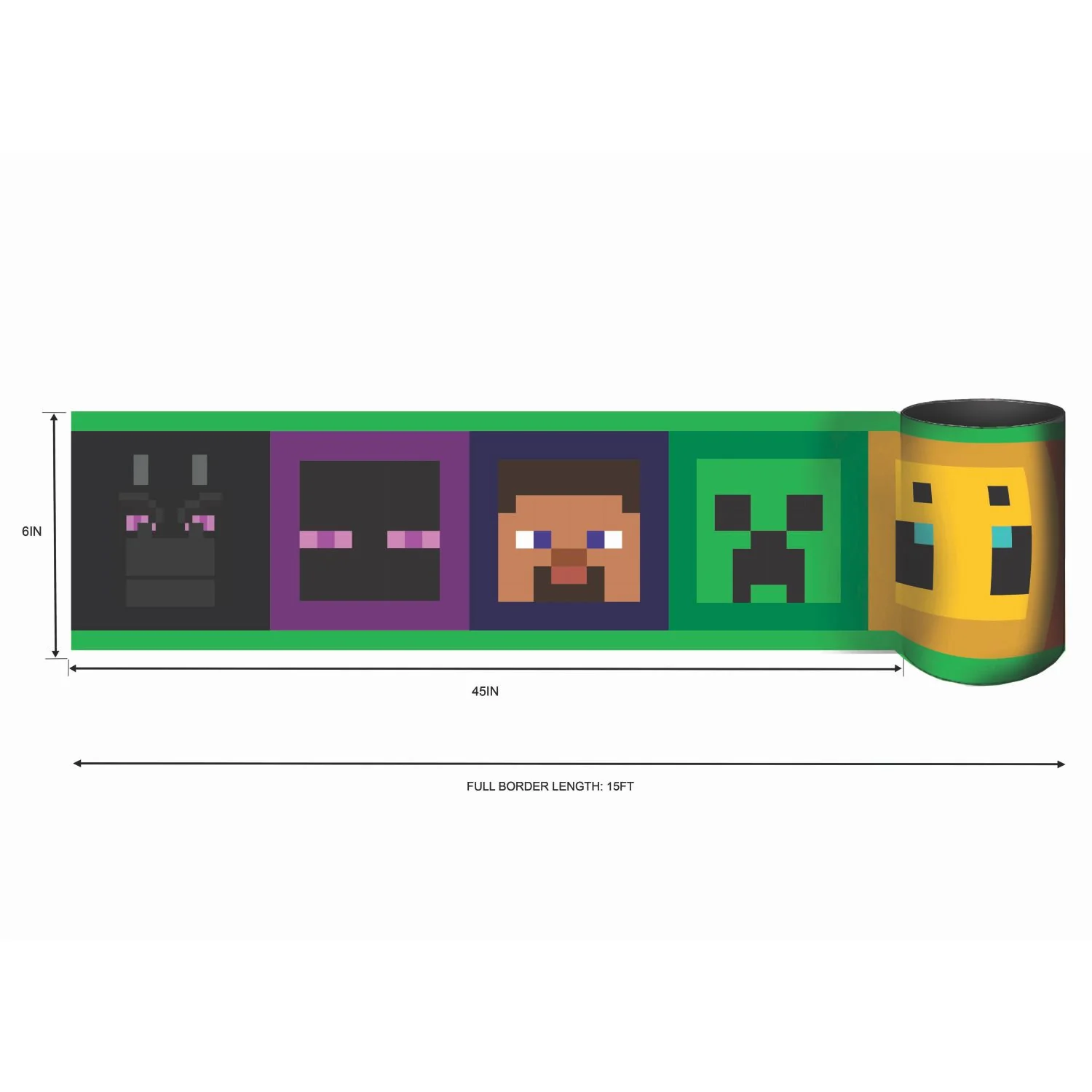 Minecraft Iconic Faces Black Peel & Stick Border - Image 2